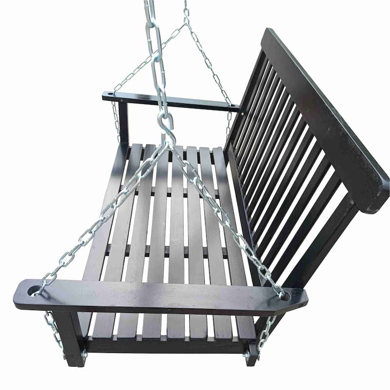 Armrest Wood Bench Swing with Hanging Chains
