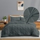 preview thumbnail 31 of 65, 3 Piece Reversible Pintuck Pinch Pleat Bohemia and Tufted Clipped Comforter Set Charcoal Gray - Twin