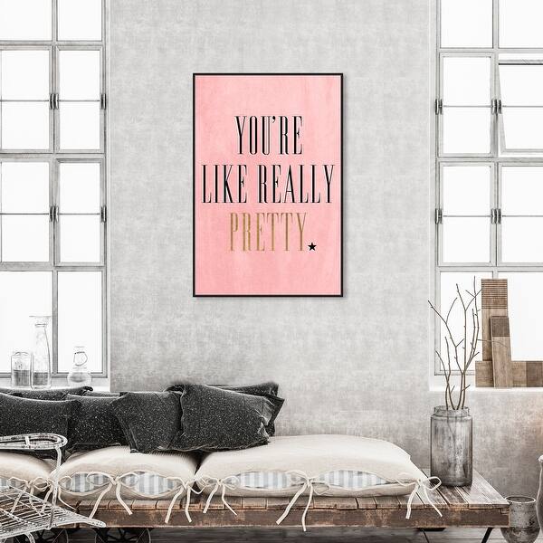 Oliver Gal 'Youre Like Really Pretty Velvet' Typography and Quotes Wall Art  Framed Canvas Print Fashion - Pink, Gold - Bed Bath & Beyond - 32481905