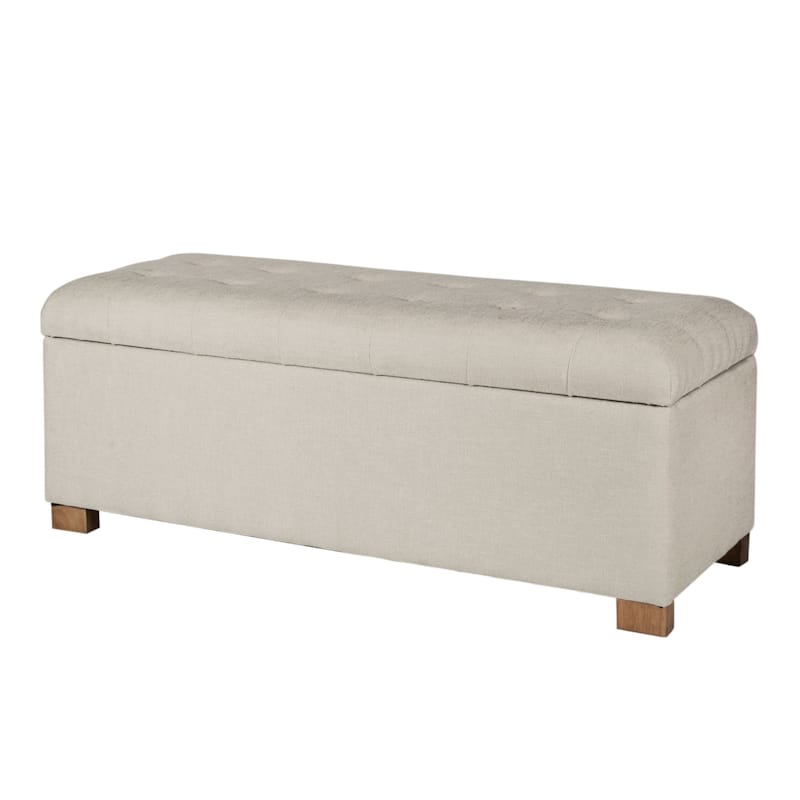 Porch & Den Camero Beige Tufted Storage Bench - Cream