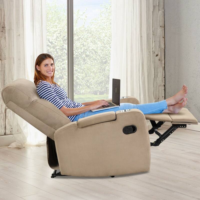 Recliner Chair Single Sofa Lounger with Arm Storage and Cup Holder for Living Room