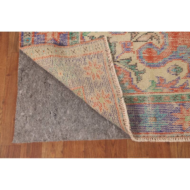 Distressed Orange Sparta Turkish Vintage Area Rug Handmade Wool Carpet - 5'4" x 9'3"