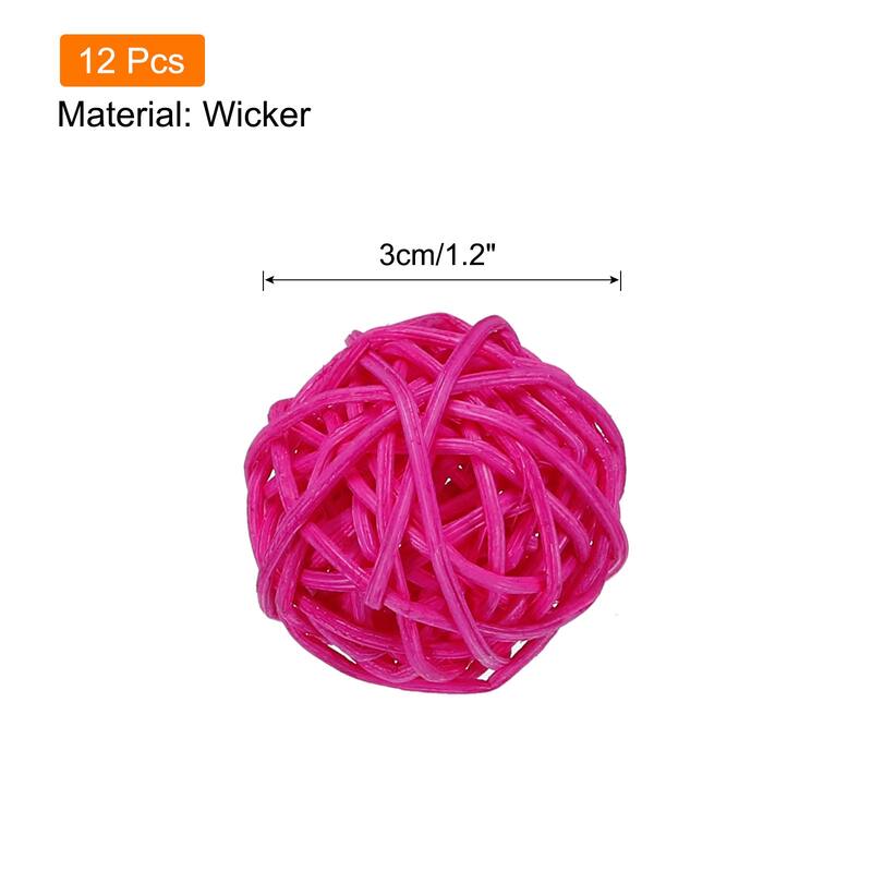 12 Pcs Wicker Rattan Balls 1.2In for Vase Fillers Party Decorative - Rose