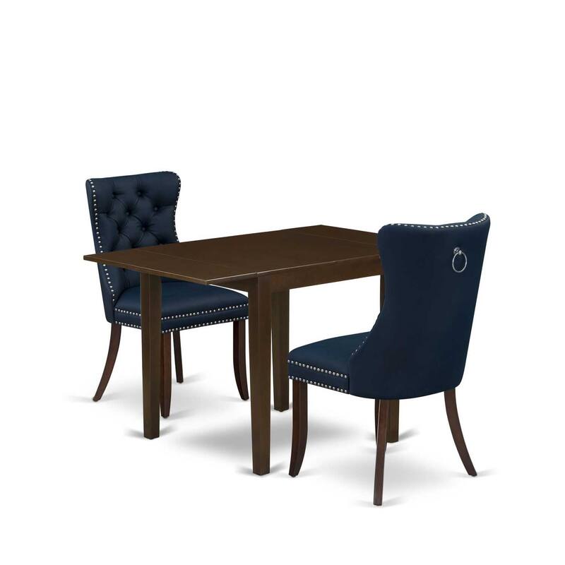 HomeStock 3-Pc Mahogany Finish Rectangular Solid Wood Top with Dropleaf Dining Table Set