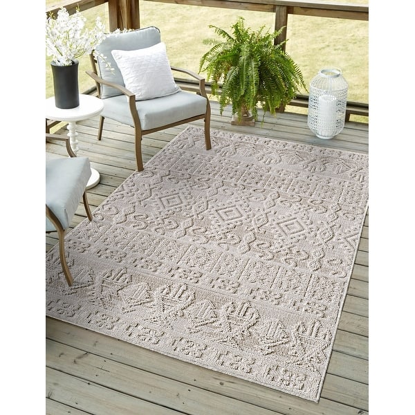 Omani Rugs Domani Bella Neautral in Morocco Textured Indoor / Outdoor Area Rug ...