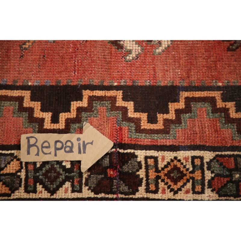 Hand Knotted Oriental 100% Wool Carpet Traditional All-Over Red Qashqai Area Rug - 9' 10'' X 4' 8''