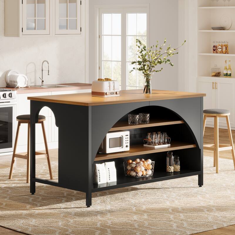 Kitchen Island with Large Countertop and Seating Area - N/A