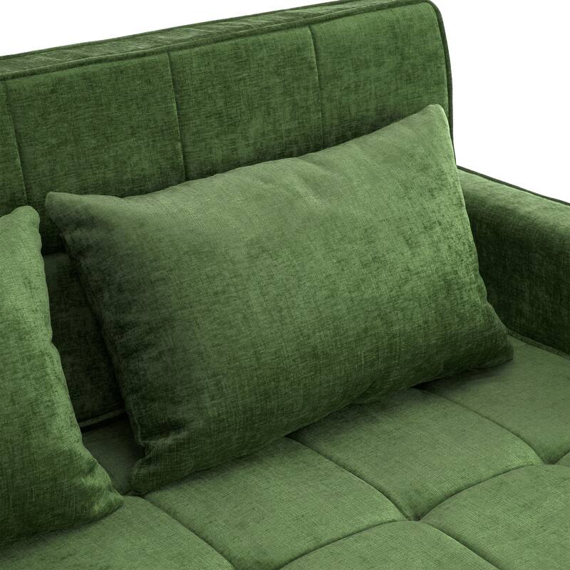 Chenille Luxe Loveseat Sofa Bed with Reversible Backrest, USB Charging, Adjustable Phone Holder by Harper&Bright Designs