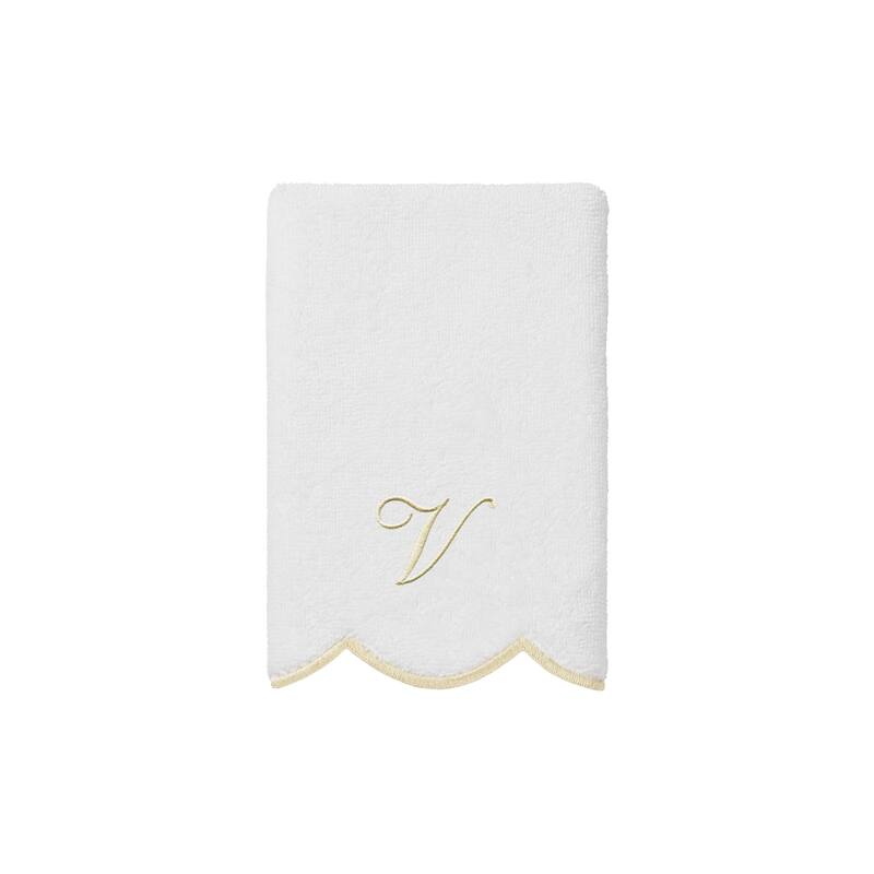 Authentic Hotel and Spa 100% Turkish Cotton Beige ADORNIA Scallop Personalized 3 Piece Towel Set - 3 Piece Set