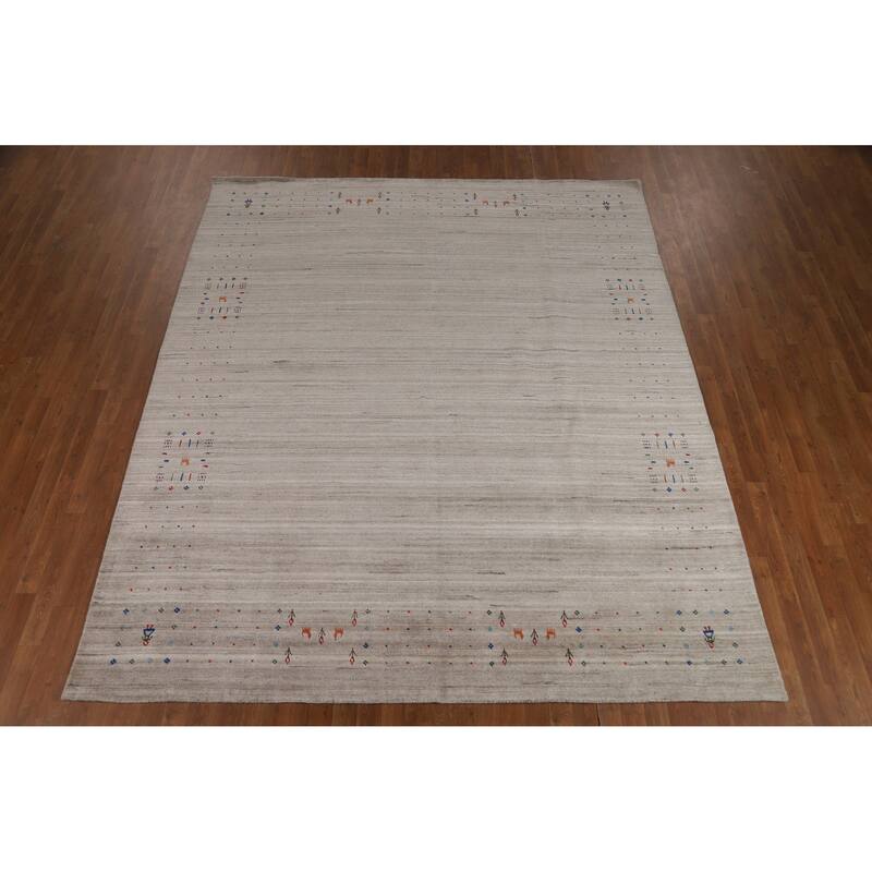 Tribal Gabbeh Indian Area Rug Hand-Knotted Wool Carpet - 8'4" x 9'10"