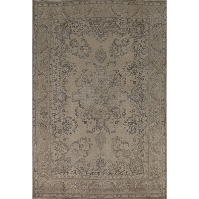Tabriz Persian Vintage Area Rug Hand-Knotted Oriental Wool Carpet - 8'0" x 12'0"