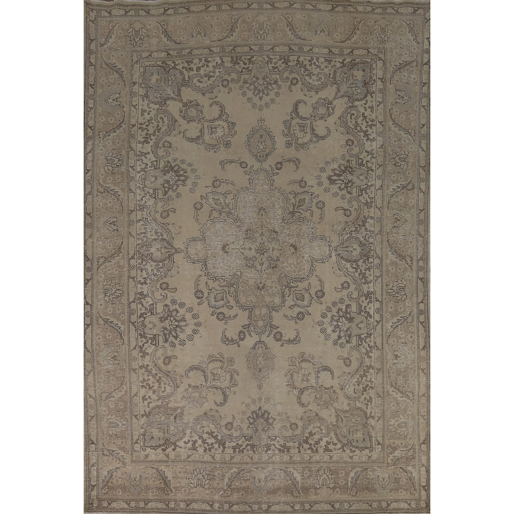 Tabriz Persian Vintage Area Rug Hand-Knotted Oriental Wool Carpet - 8'0" x 12'0"