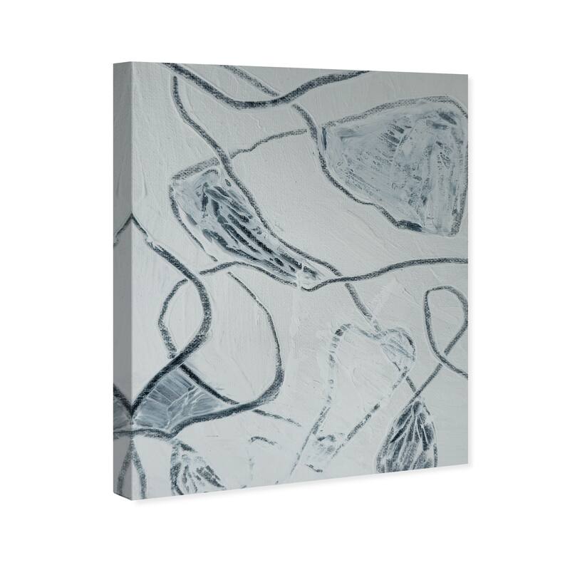 Wynwood Studio Abstract Lanterier Gray and Dark Blue Modern & Contemporary Wall Art Canvas Print