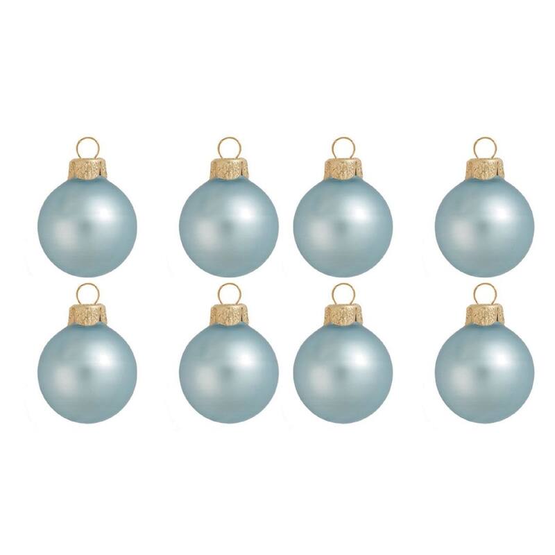 Matte Glass Christmas Ball Ornaments - 3.25" (80mm) - Baby Blue - 8ct