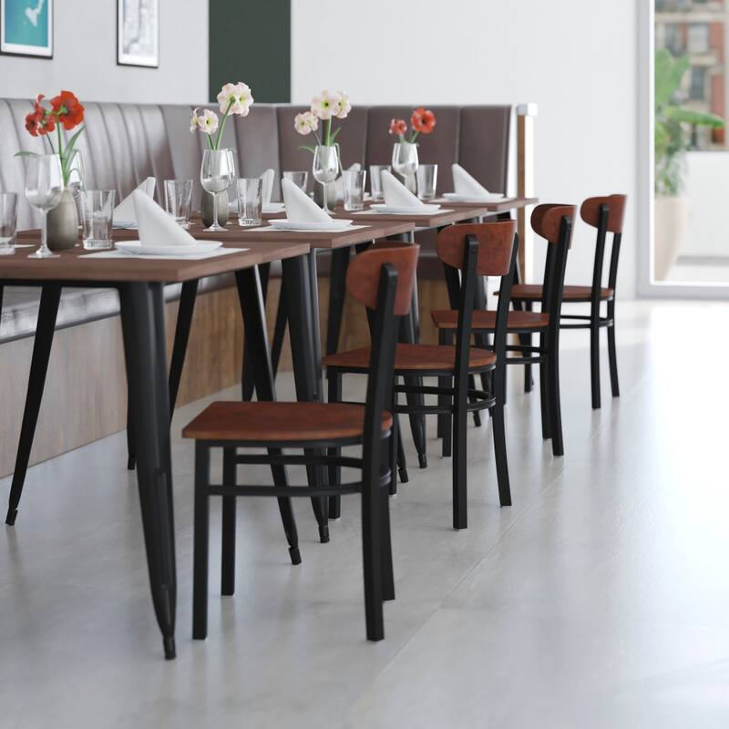 2PK Commercial Metal Dining Chairs with Boomerang Back