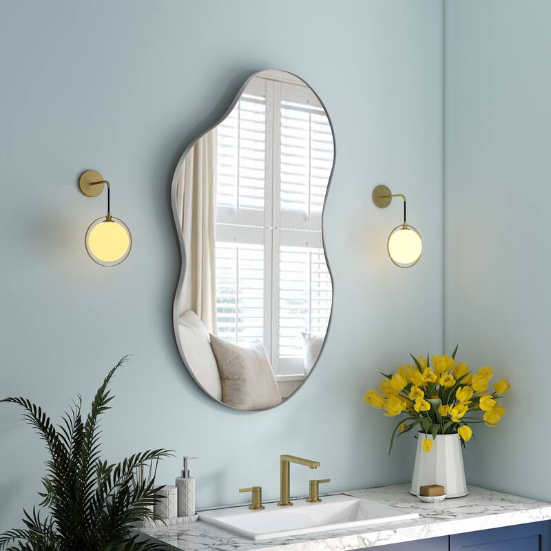 Asymmetrical Wavy Antique Accent Wall Mirror