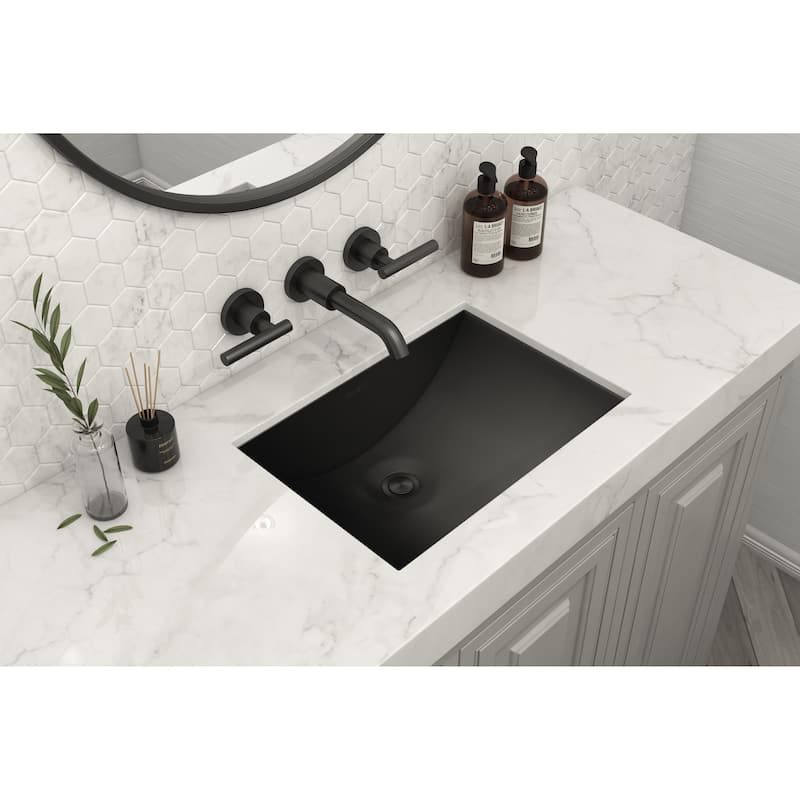 Ruvati 16 x 11 inch Gunmetal Black Undermount Bathroom Sink Stainless Steel - 18" x 13" - 18" x 13"