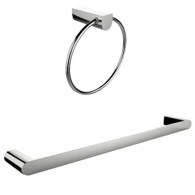 Chrome Plated Towel Ring With Single Rod Towel Rack Accessory Set