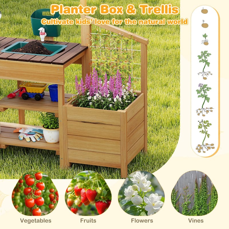 Costway Play Kitchen for Kids Wooden Toy Kitchen Playset with - See Details