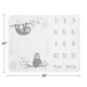 preview thumbnail 4 of 4, Blue Jungle Sloth Collection Boy Girl Baby Monthly Milestone Blanket - Aqua Turquoise Grey Green Tropical Botanical Rainforest