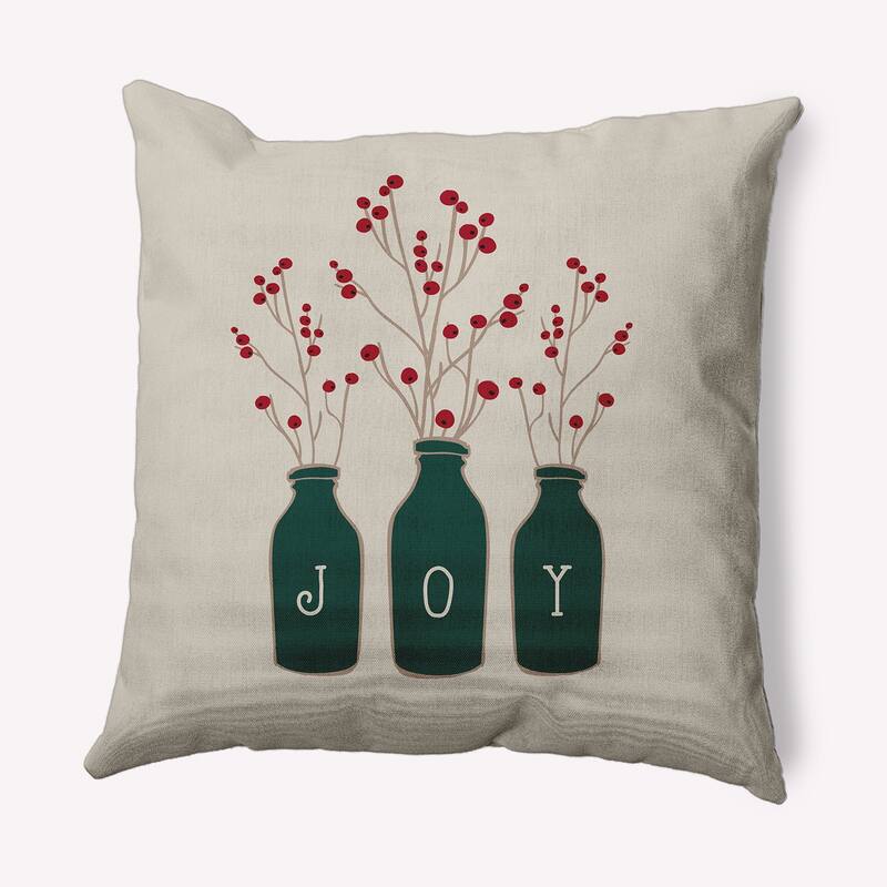 Joy Christmas Soft Spun Polyester Decorative Throw Pillow - 16 x 16 - Christmas Green