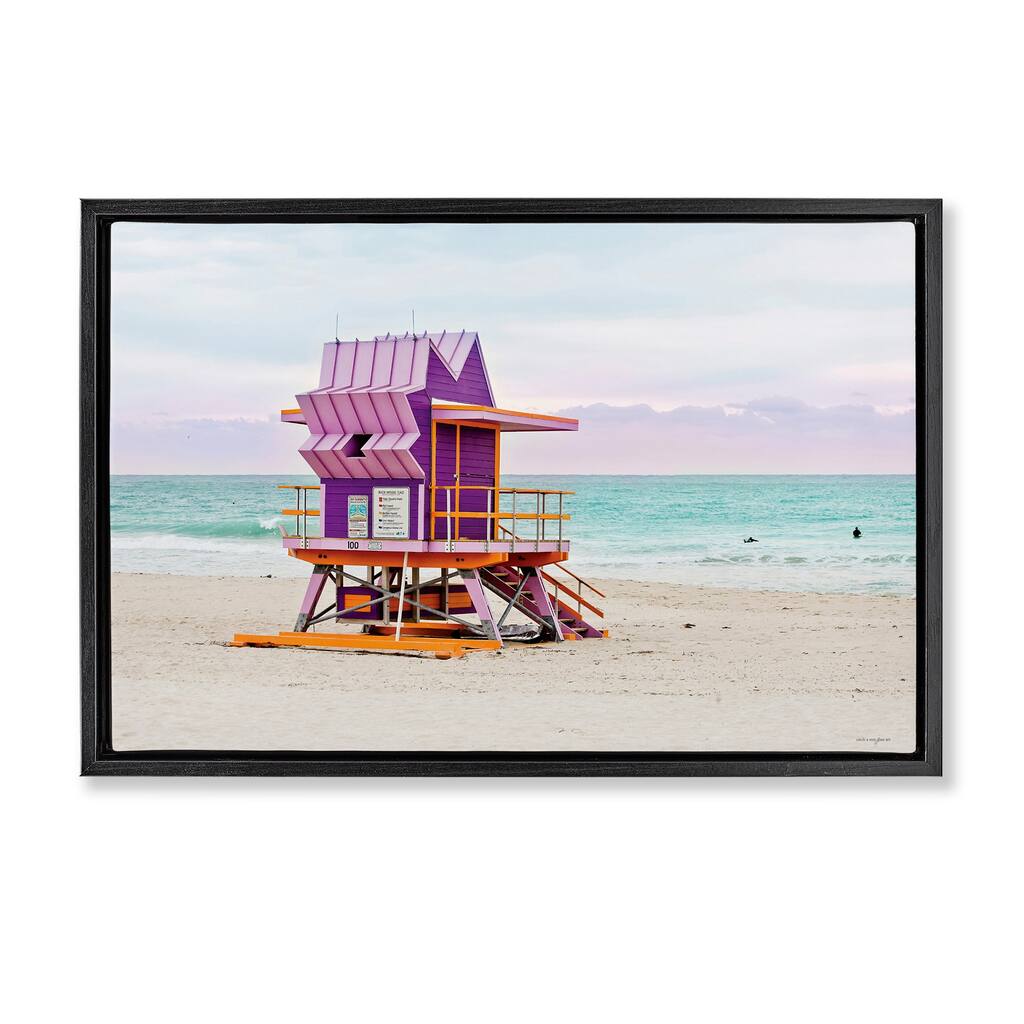 Stupell Purple Lifeguard Building Framed Floater Canvas Wall Art Design By Seven Trees Design