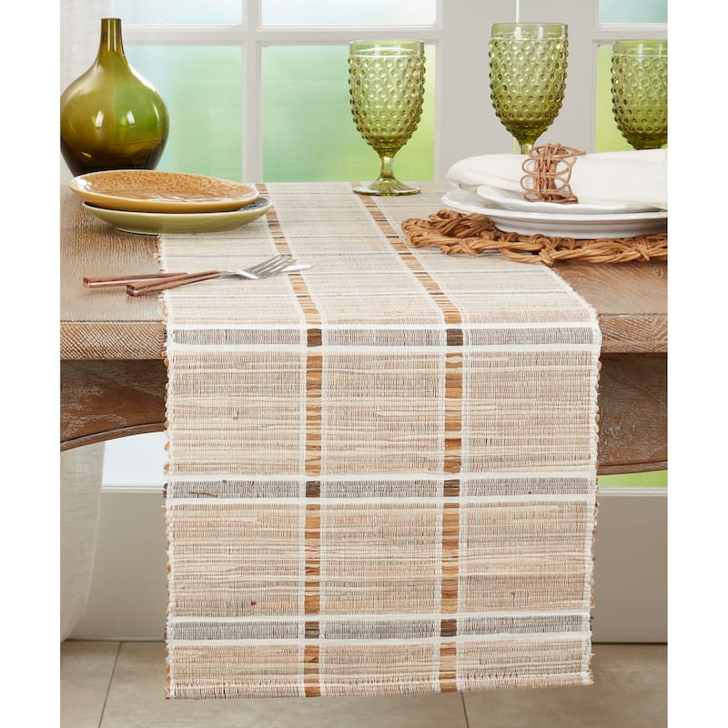 Stripe Design Water Hyacinth Table Runner - 14"x72"