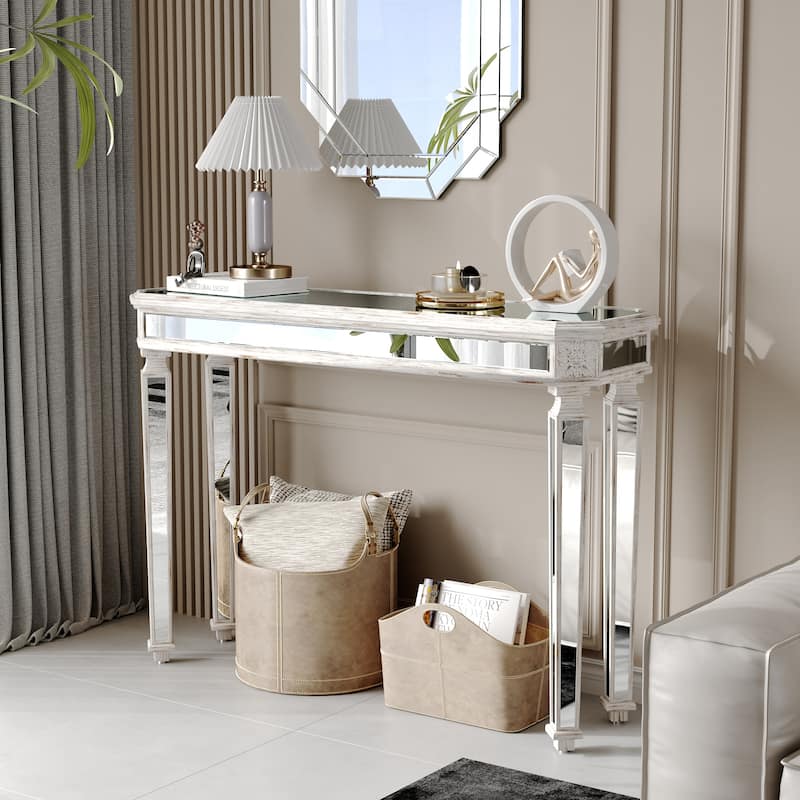 GDF Studio - Rutherford Art Deco Wood and Glass Console Table