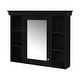 preview thumbnail 6 of 5, 35'' x 28''Black Wall-Mounted Bathroom Cabinet with Mirror Door, Featuring 6 Shelves