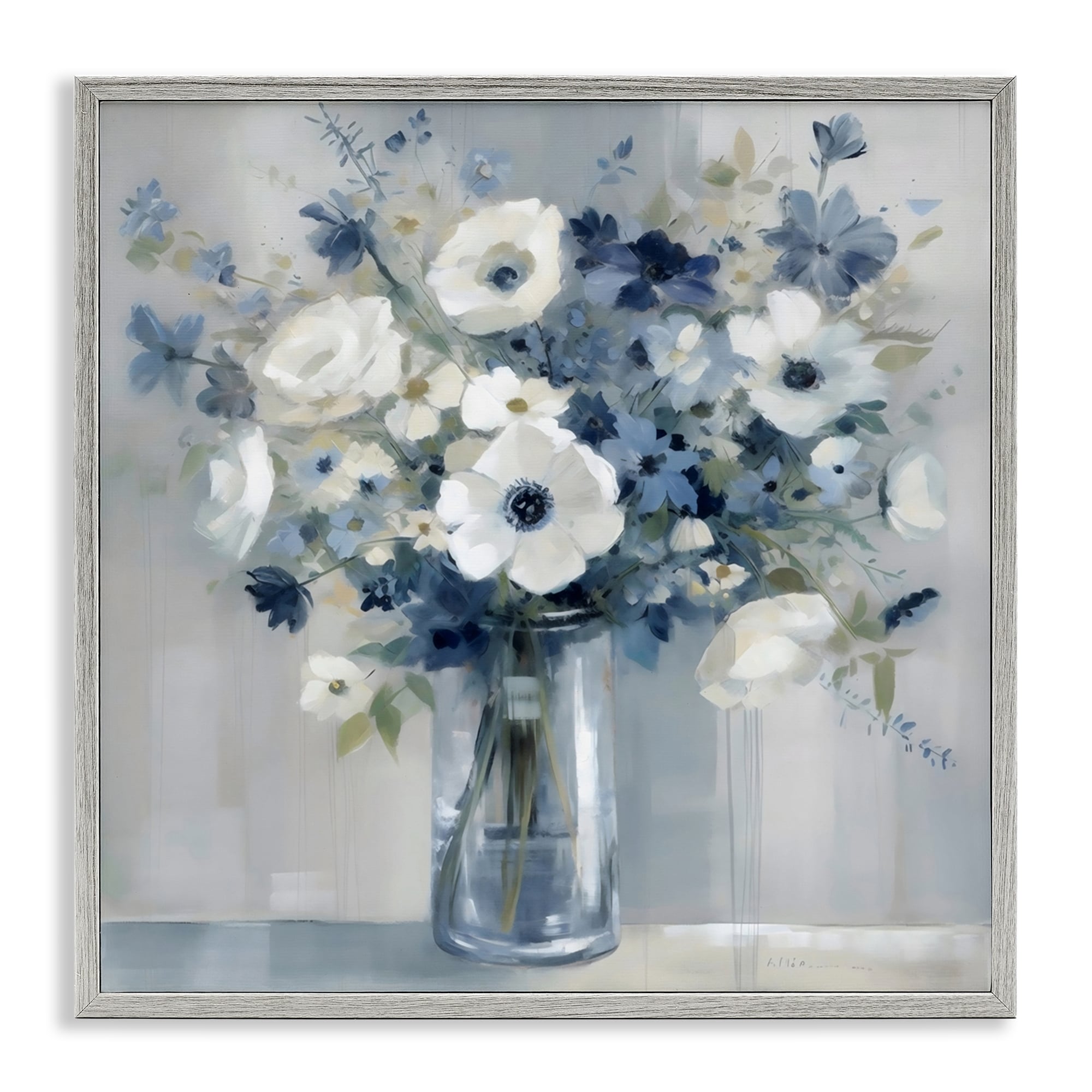 Stupell Peaceful Blues Bouquet Framed Giclee Art Design By Creative Studio