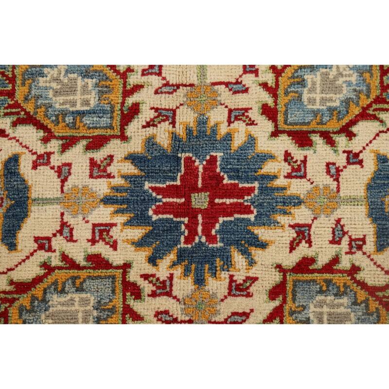 Garden Design Kazak Accent Rug Hand-Knotted Blue Wool Carpet - 4'0" x 5'10"
