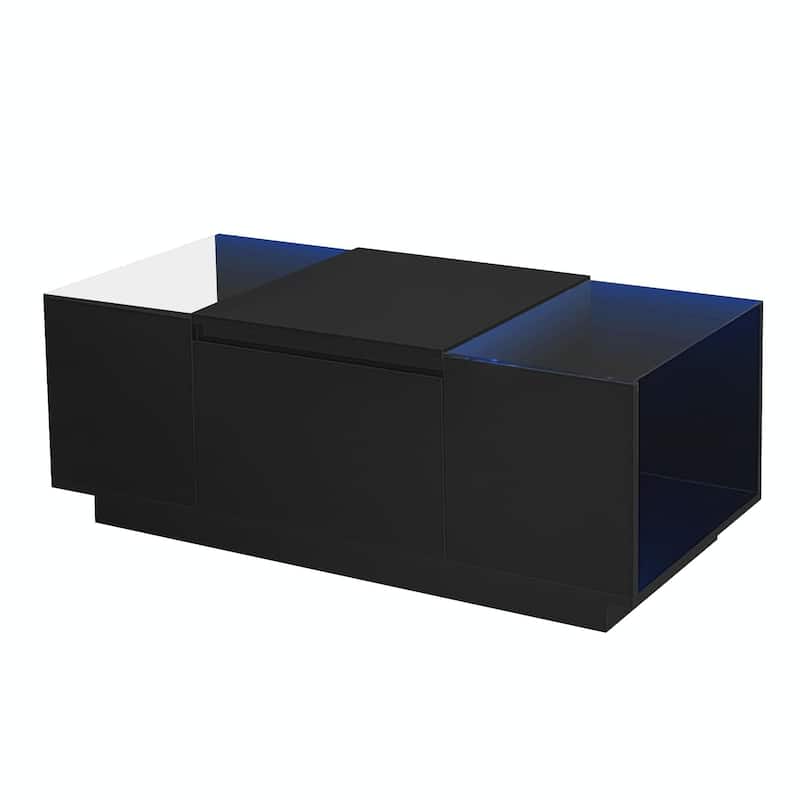 Modern LED CoffeeTable with High-Gloss Finish and Glass Tabletop