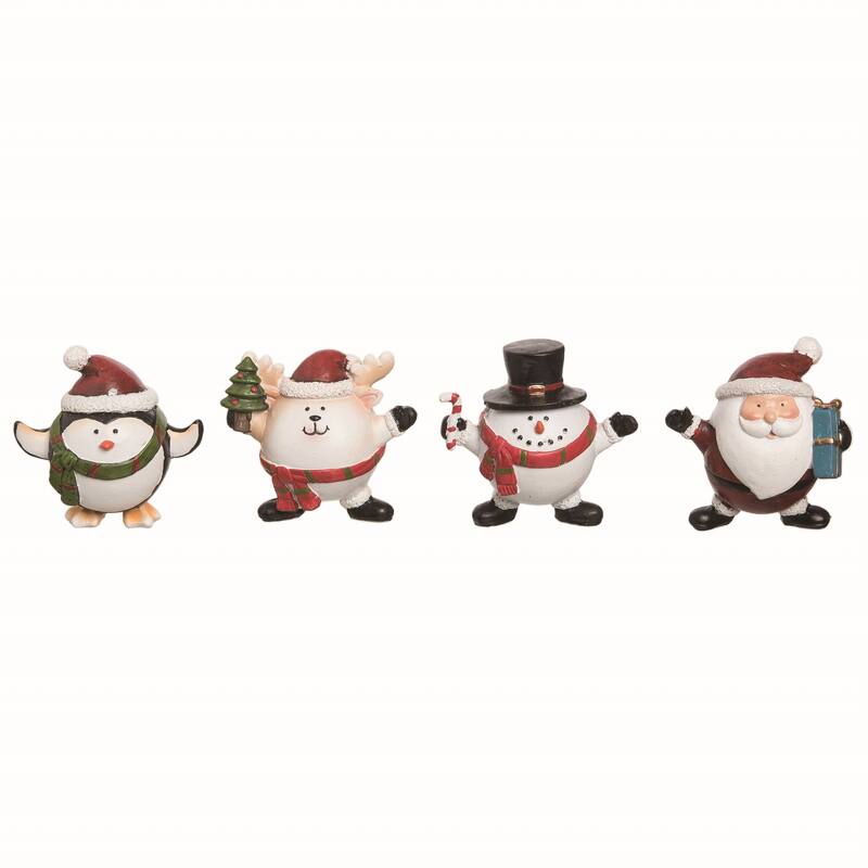Transpac Resin Cmas Snowball Character Figurine Set of 4 Christmas Home Decorations