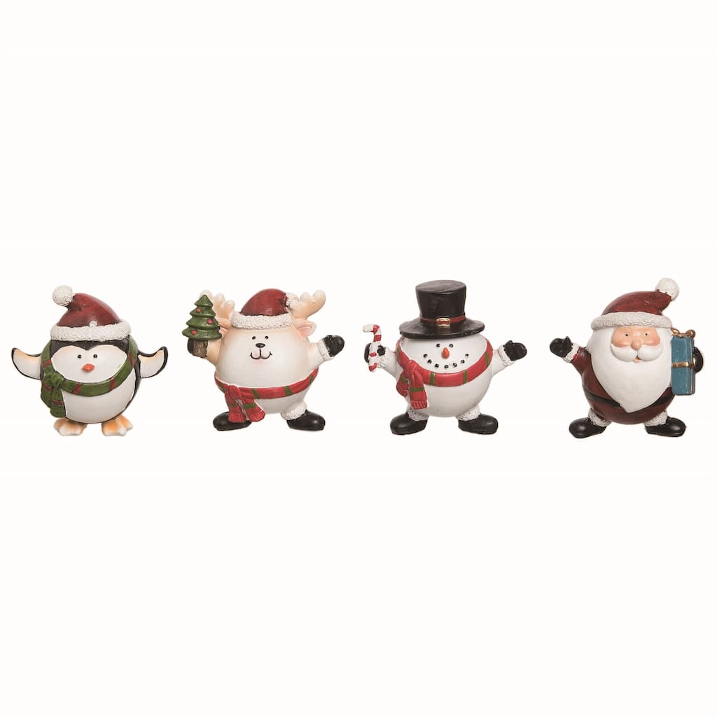 Transpac Resin Cmas Snowball Character Figurine Set of 4 Christmas Home Decorations