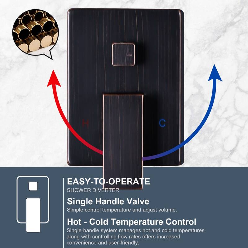 WOWOW 10 in. Square Shower Head 2-Spray Shower Faucet with Single Handle - 10 in.