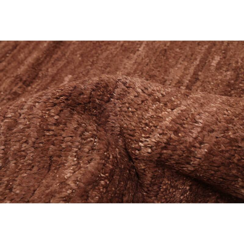 ECARPETGALLERY Hand-knotted Pak Finest Marrakesh Dark Brown Wool Rug - 6'3 x 8'8