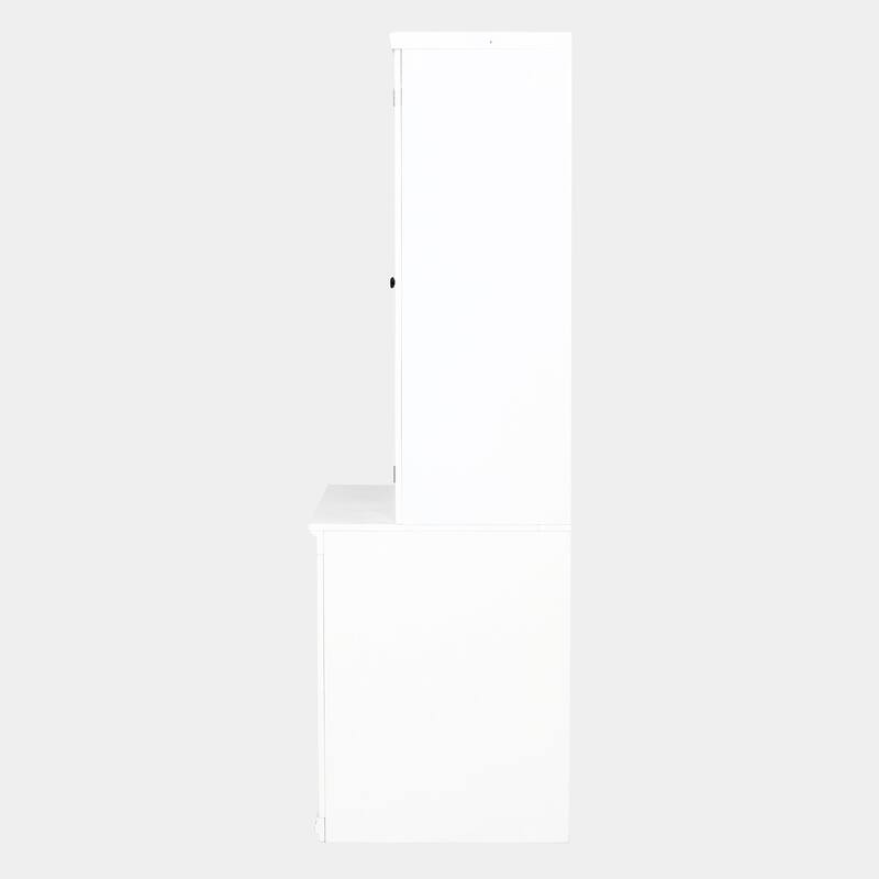 75.25'' Tall Display Cabinet with Double Glass Doors, Traditional Style China Cabinet Hutch Cabinet