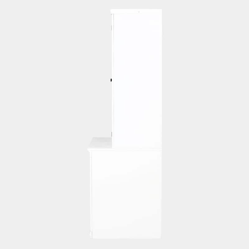 Roomfitters 75.25'' Pantry Cabinet Set with Glass Doors, Farmhouse Display Hutch Wall Storage Cabinet for Kitchen, White