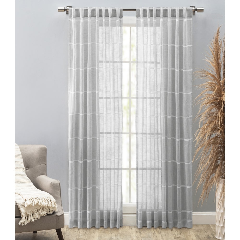 Horizon Stripe Premium Sheer Rod Pocket W Back Tab Curtain Panel