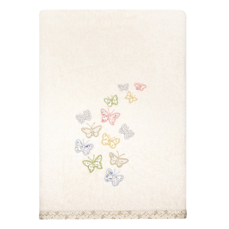 Authentic Hotel and Spa 100% Turkish Cotton Mariposa 3PC Embellished Towel Set