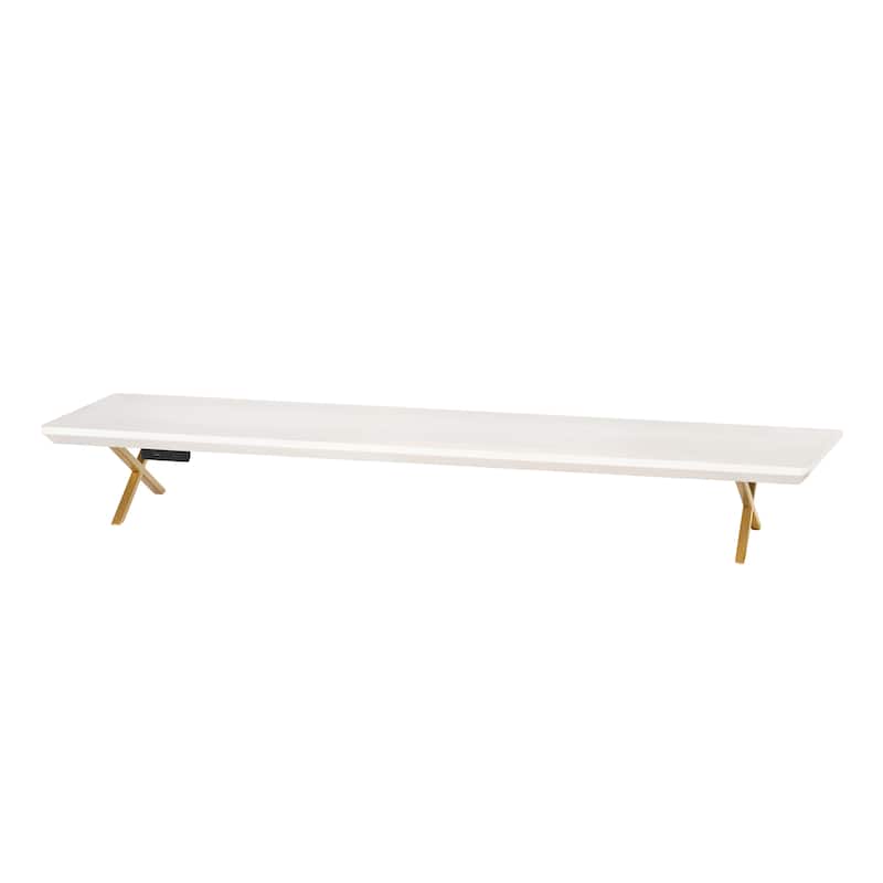 Jani Wood Monitor Stand Riser Desk - Ergonomic Design Stand, Desktop Organizer Table for Home, Office Workspace, Gaming Desk