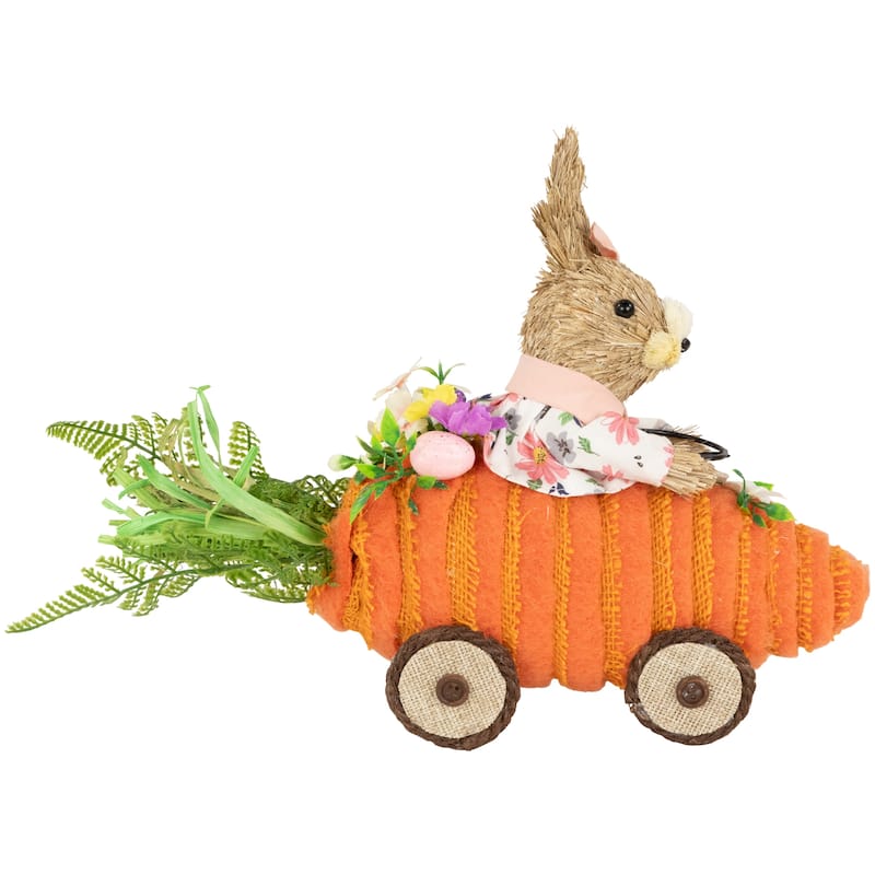 Girl Bunny with Carrot Car Easter Decoration - 13" - 9.25"
