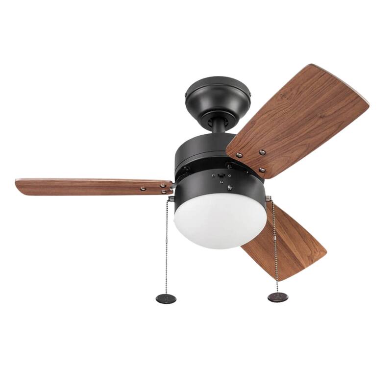30" Prominence Home Rawling Bronze Contemporary Indoor LED Ceiling Fan with Light, Pull Chain - 30