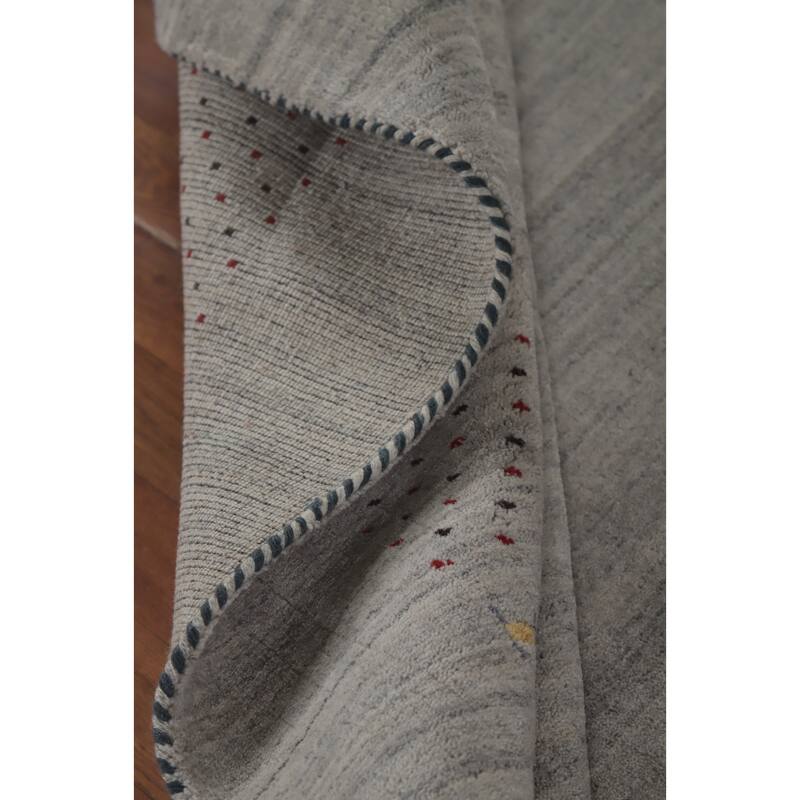 Hand Knotted Oriental 100% Wool Carpet Tribal Animal Pictorial Greys & Charcoal Gabbeh Area Rug - 9' 9'' X 7' 10''