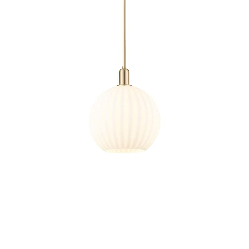 Innovations Lighting 716-1S-15-12 White Venetian Pendant White - Champagne Bronze / White Venetian