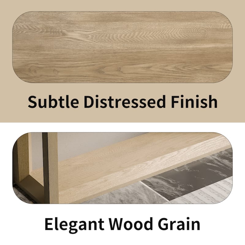 Solid Wood Veneer Console Table, 60 Inch Wide Sofa Table with Ample Storage for Entryway Organization