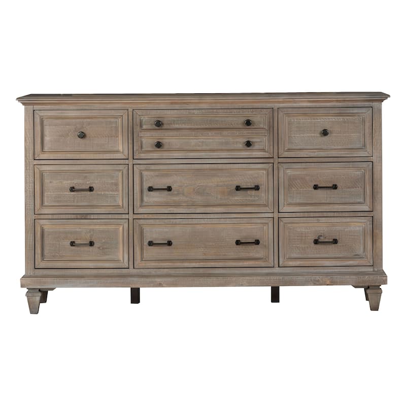 Magnussen Home Lancaster Dovetail Grey Drawer Dresser with Landscape Mirror