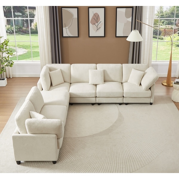 Warenne 7-Piece combination sofa chair, L-Shaped with Cushions