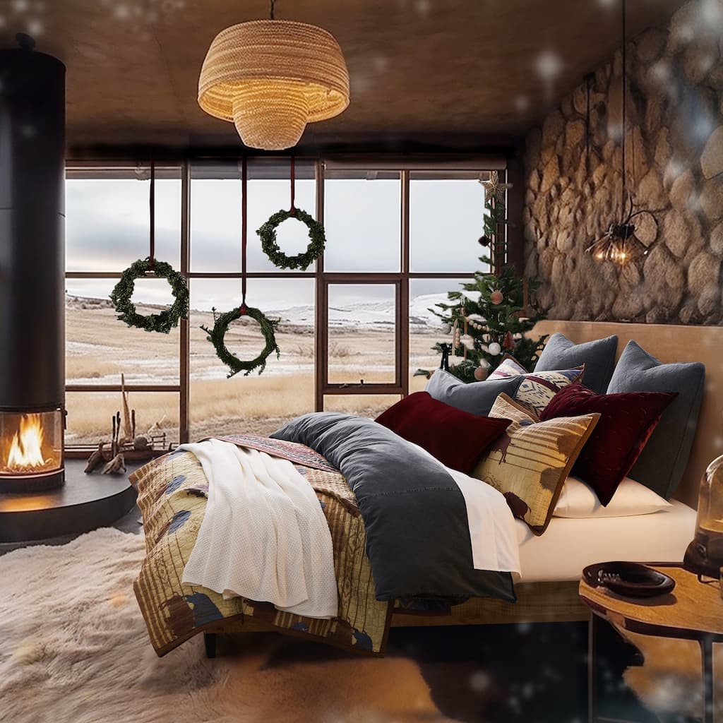 Paseo Road Home on the Range Printed Buffalo Aztec Western Style 3 Piece Reversible Quilt Set