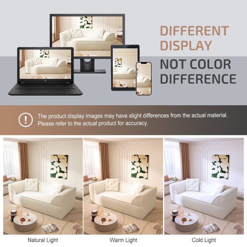 GDFStudio - 78.7" Frameless Corduroy Upholstered 2-in-1 Convertible 3-Seater Sofa Bed with High-Density Foam Backrest & Pillows